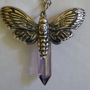 Moth crystal necklace